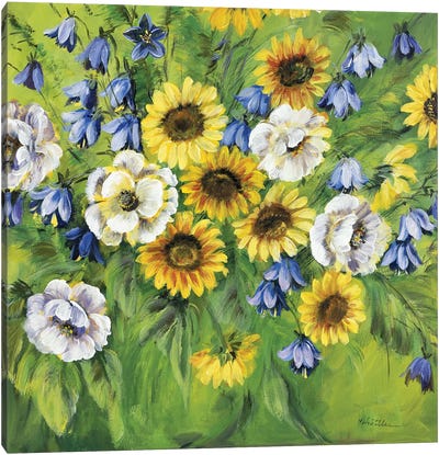 Mixed Sunflower Bouquet Canvas Art Print - Katharina Schöttler
