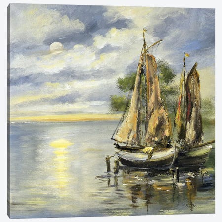 Boats Lie At Anchor Canvas Print #INA6} by Katharina Schöttler Canvas Print