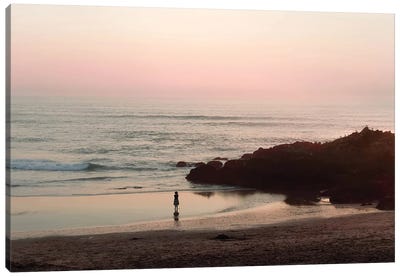 Watching The Sunset Canvas Art Print - Sandy Beach Art