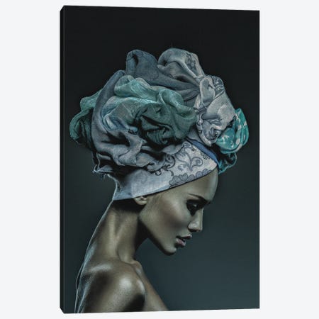 Woman in Thought, Teal Canvas Print #INC77} by Incado Canvas Art