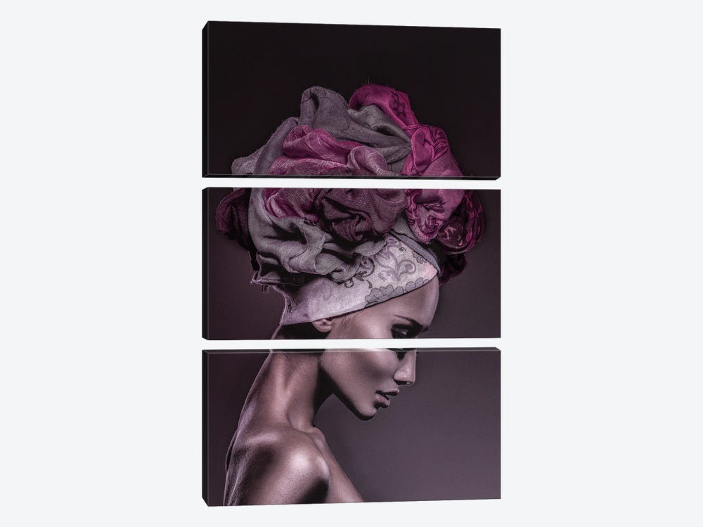 Woman in Thought, Magenta by Incado 3-piece Canvas Print