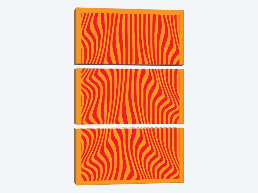 Orange Wavy Lines by Incado 3-piece Canvas Artwork