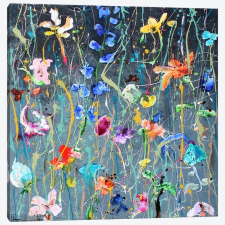 Night Light Flowers Canvas Print #INH101} by Studio Paint-Ing Canvas Art
