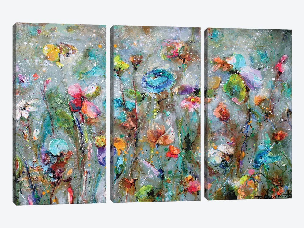 Flowers By Dawn by Studio Paint-Ing 3-piece Canvas Art