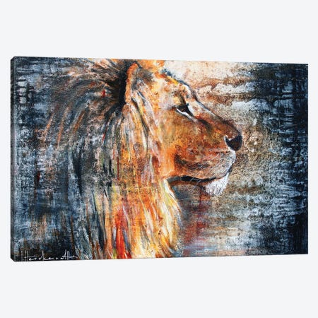 Lion In The Night Canvas Print #INH17} by Studio Paint-Ing Canvas Art Print