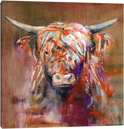 Highland Cow Friendly Canvas Art Print - Highland Cow Art