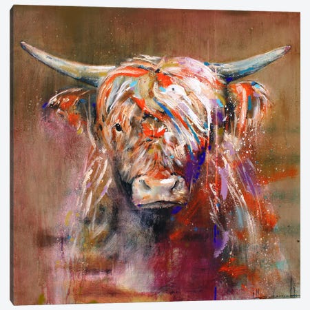 Highland Cow Friendly Canvas Print #INH82} by Studio Paint-Ing Canvas Art Print