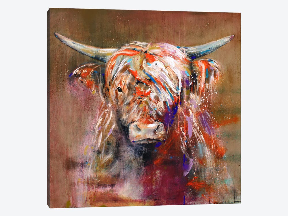 Highland Cow Friendly by Studio Paint-Ing 1-piece Canvas Art Print