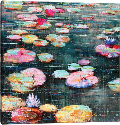 Pink Lotus Canvas Art Print - Pond Art