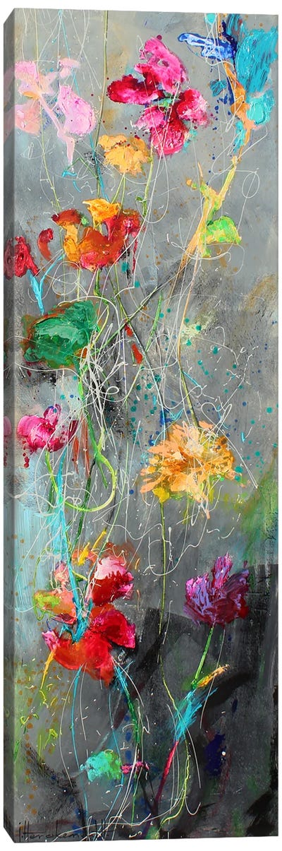 Long Flowers Canvas Art Print - Large Colorful Accents