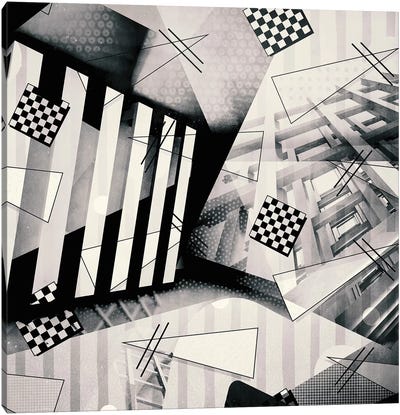 Miami Vice Vs. Bauhaus No. 3, B&W Canvas Art Print - Inkycubans