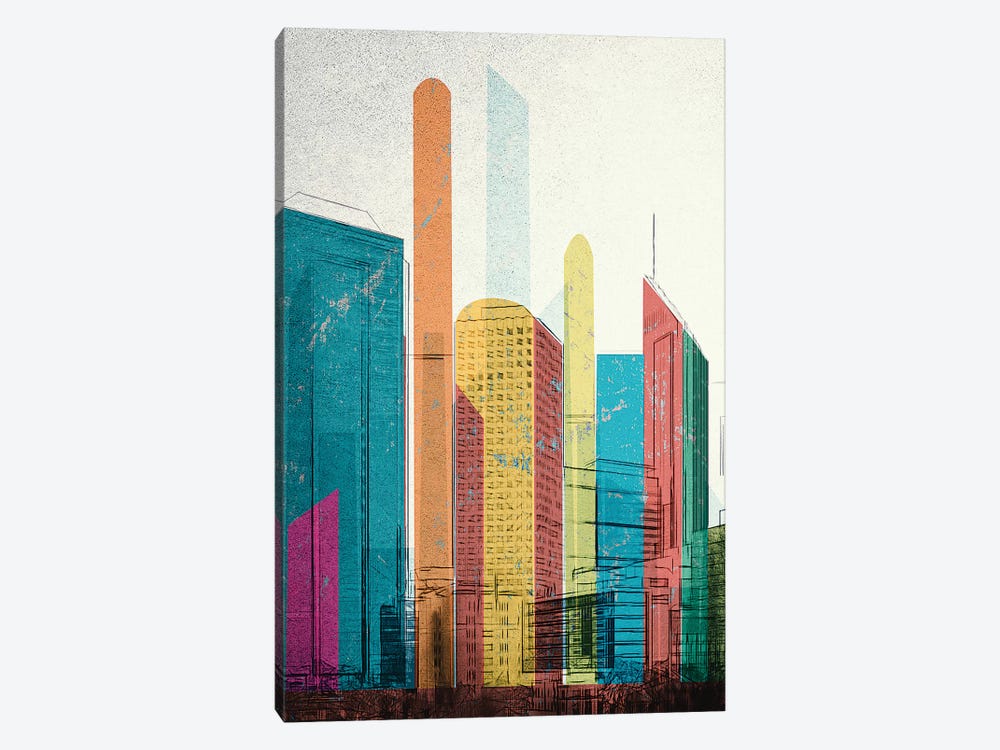 Cityscrapers I by inkycubans 1-piece Canvas Art