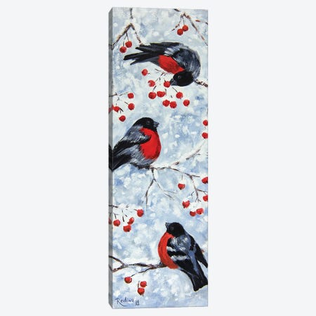 Bullfinches In Winter Canvas Print #INR10} by Irina Redine Canvas Wall Art