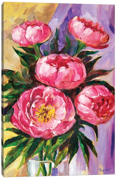 Pink Peonies Canvas Art Print - Irina Redine