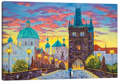 Charles Bridge, Prague, Czech Republic Canvas Art Print - Prague Art