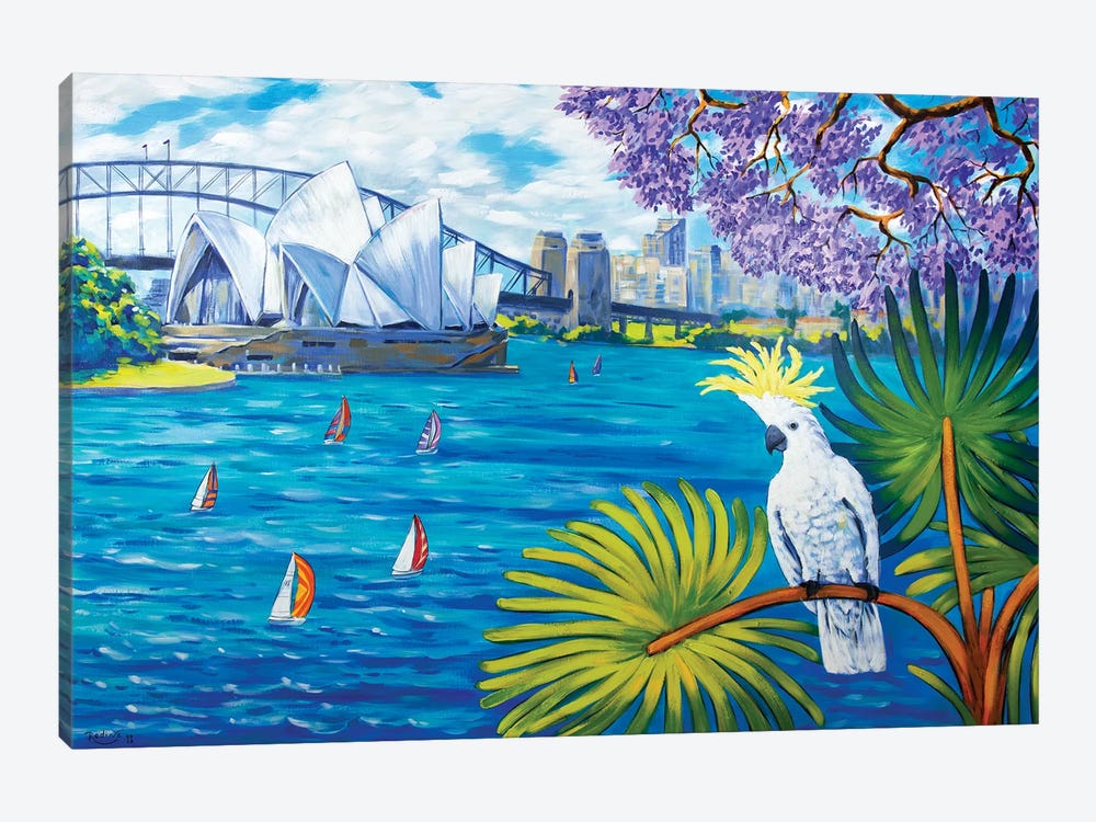 Sydney Landscape With Cockatoo And Jacaranda by Irina Redine 1-piece Canvas Art