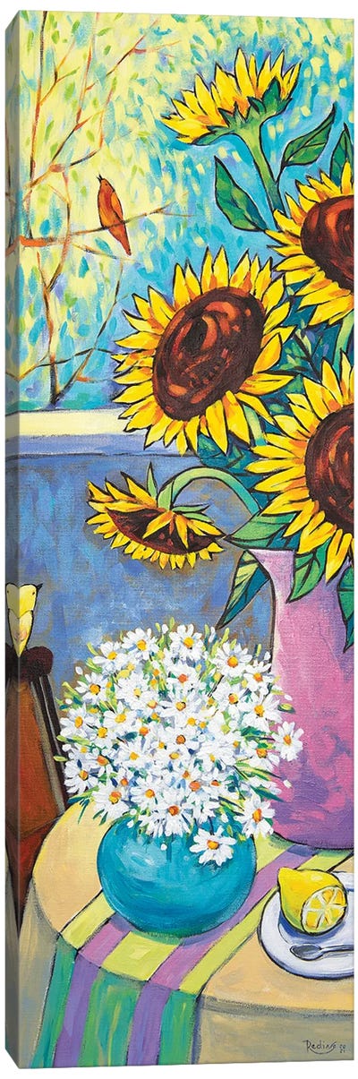 Sunflowers And Daisies Still Life Canvas Art Print - Irina Redine