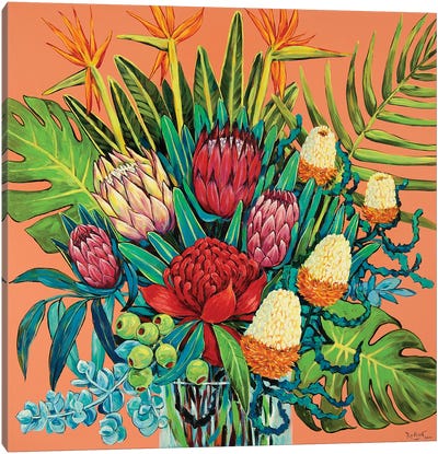 Tropical Flowers And Plants Canvas Art Print - Bird of Paradise Art