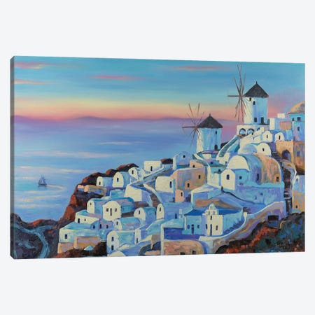 Santorini, Sunset In Oia Canvas Print #INR53} by Irina Redine Canvas Artwork