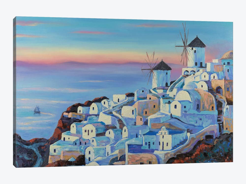 Santorini, Sunset In Oia by Irina Redine 1-piece Canvas Wall Art