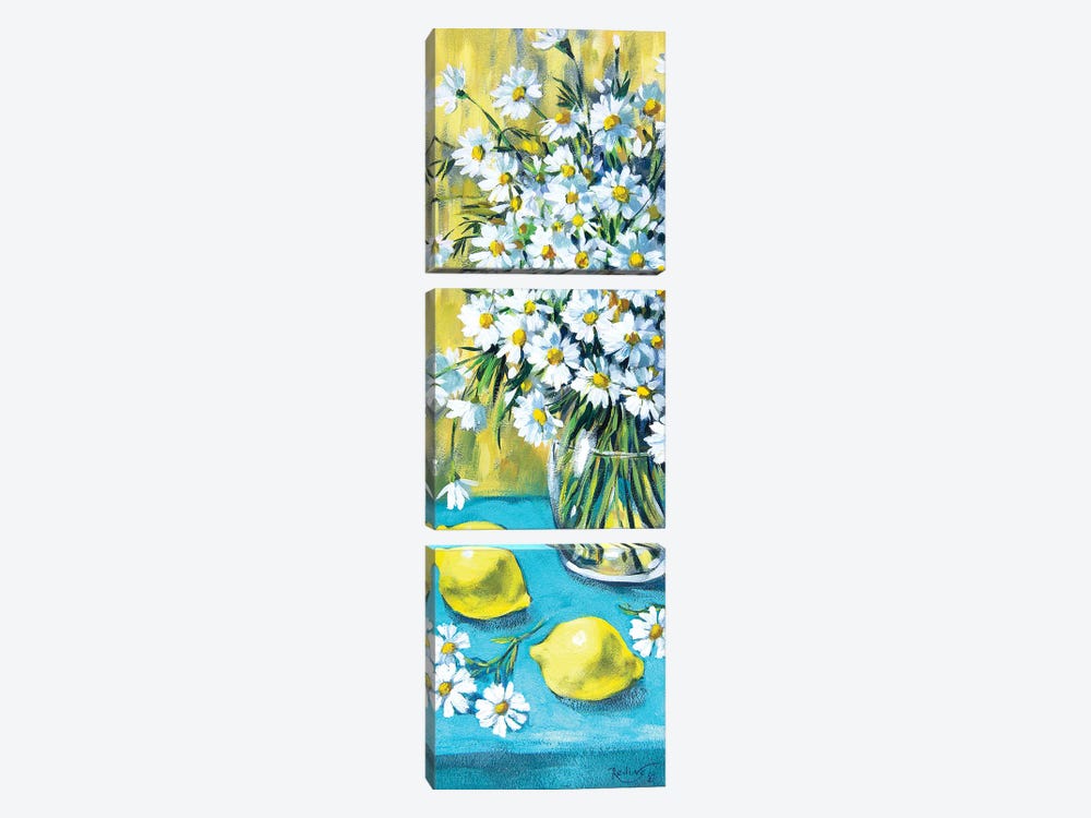 Daisies And Lemons by Irina Redine 3-piece Canvas Print