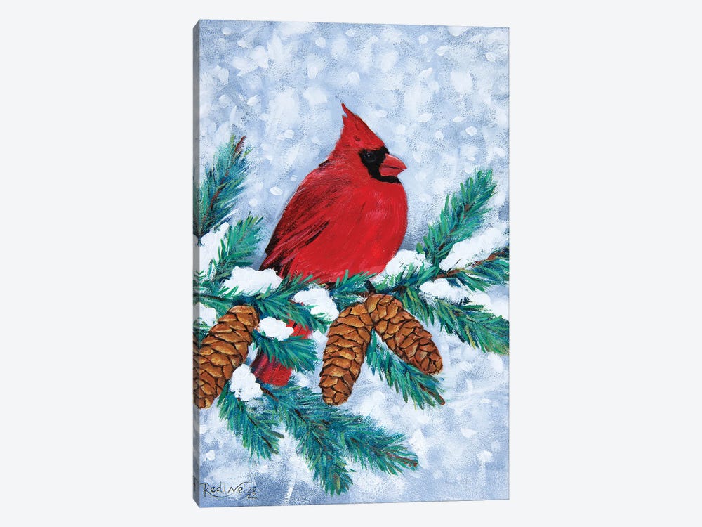 Red Cardinal Bird In Winter by Irina Redine 1-piece Canvas Art Print