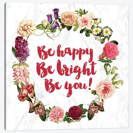 Be Happy… Canvas Print #INW1} by 5by5collective Art Print