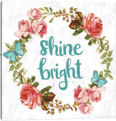 Shine Bright Canvas Art Print - Inspirational Words