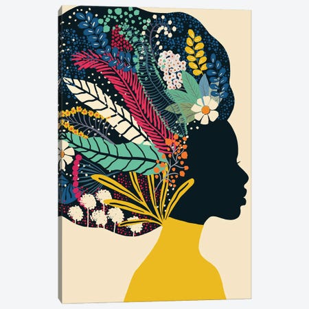 Afro Woman In Yellow Canvas Print #IOA3} by Ioana Horvat Canvas Art Print