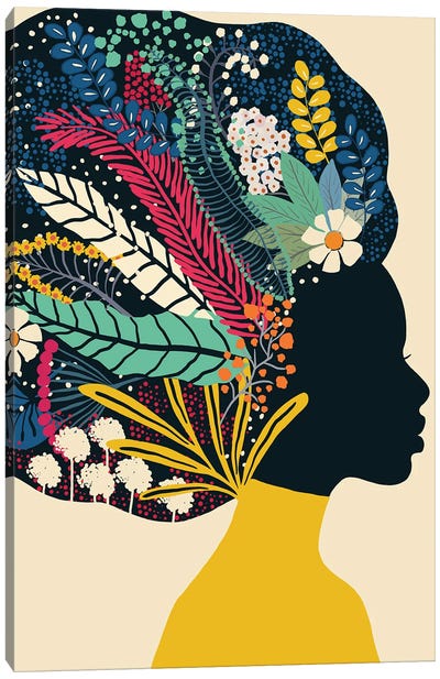 Afro Woman In Yellow Canvas Art Print