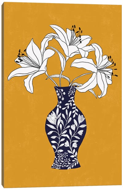 Lily On Yellow Canvas Art Print