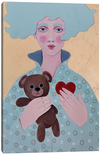 Heart Canvas Art Print - Teddy Bear