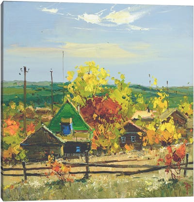 Autumn In Russian Village Canvas Art Print - Igor Pozdeev