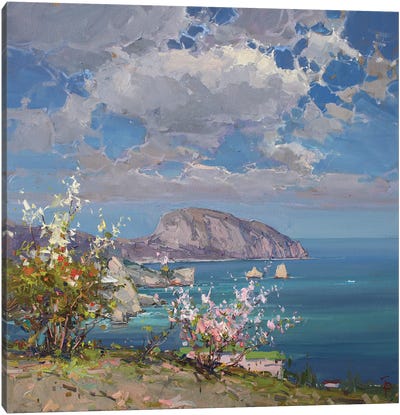 Spring By The Seaside Canvas Art Print - Pastel Impressionism
