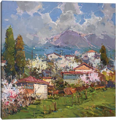 Village At The Foot Of Mountain Canvas Art Print - Igor Pozdeev