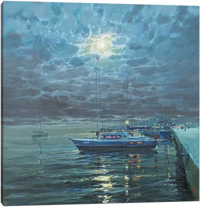 Yacht Overnight Moorage Canvas Art Print - Yacht Art