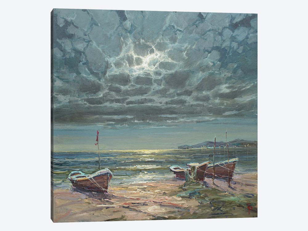 Fishing Boats In The Moonlight by Igor Pozdeev 1-piece Canvas Print