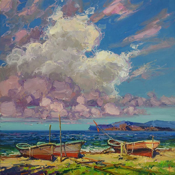 Igor Pozdeev: Fishing Bots On Shore by Igor Pozdeev