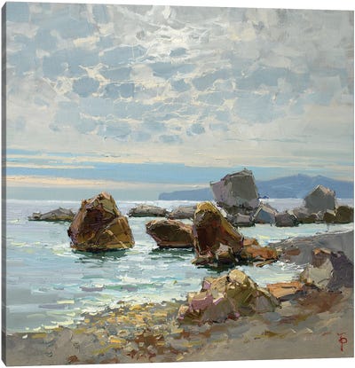 Moring Over The Sea Canvas Art Print - Rocky Beach Art