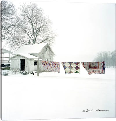 Quilts in Snow Canvas Art Print