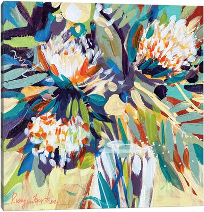 Flowers In A Glass Vase Canvas Art Print - Irina Rumyantseva
