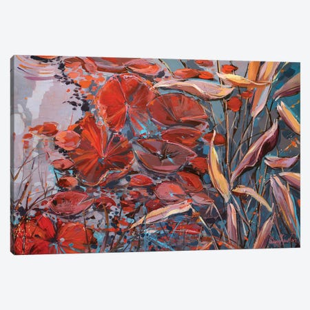 Red Water Lilies Canvas Print #IRM40} by Irina Rumyantseva Art Print