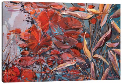 Red Water Lilies Canvas Art Print - Irina Rumyantseva