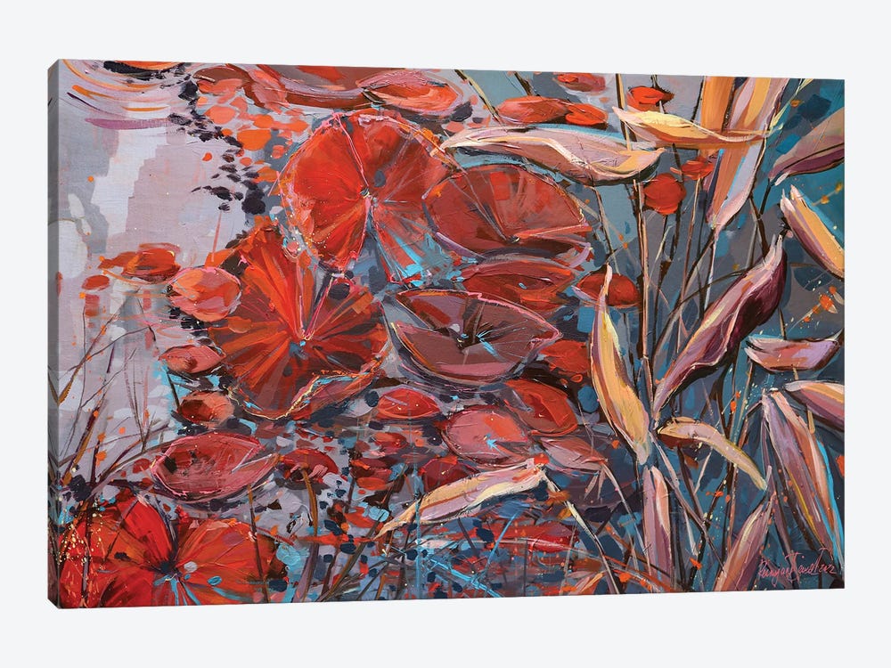 Red Water Lilies by Irina Rumyantseva 1-piece Canvas Artwork