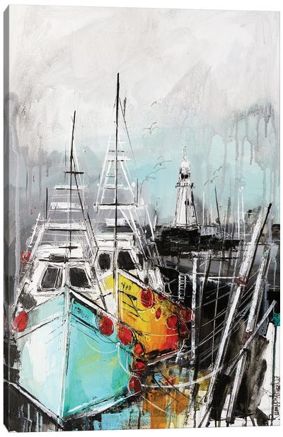 Sailing Boats On The Harbour Canvas Art Print - Harbor & Port Art