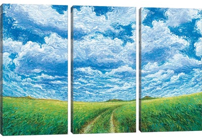 Lazy TL Ranch Canvas Art Print - 3-Piece Scenic & Landscape Art