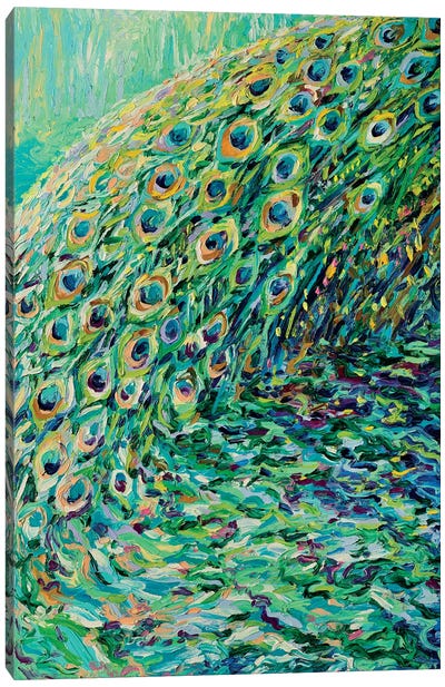 Peacock Diptych Panel I Canvas Art Print - Finger Painting Art