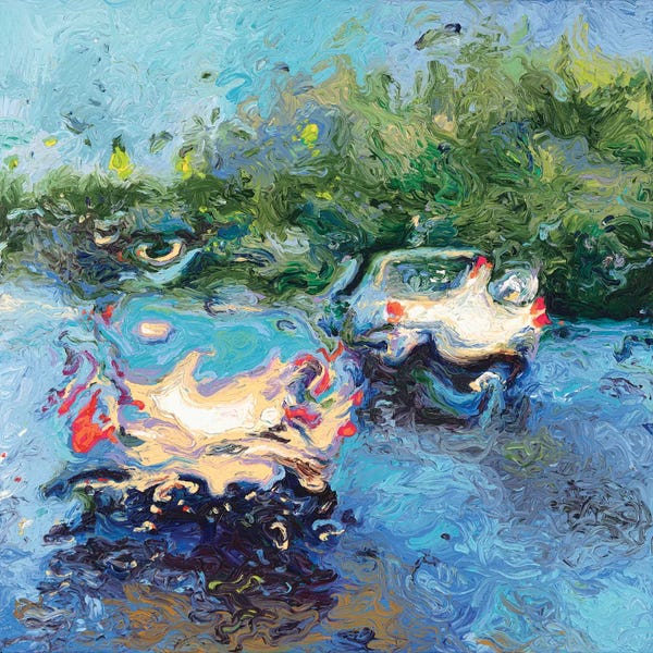 Rain: Streets Of Grisaille Diptych Panel II by Iris Scott