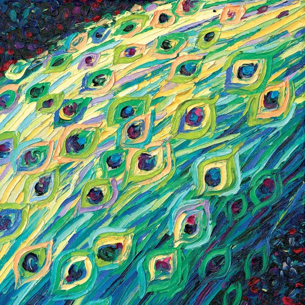 Finger Painting: Black Peacock Diptych Panel I by Iris Scott