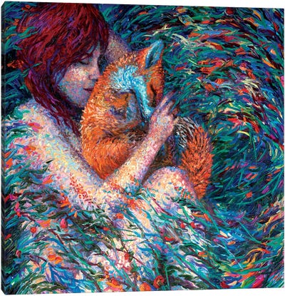 Foxglove Canvas Art Print - Fox Art